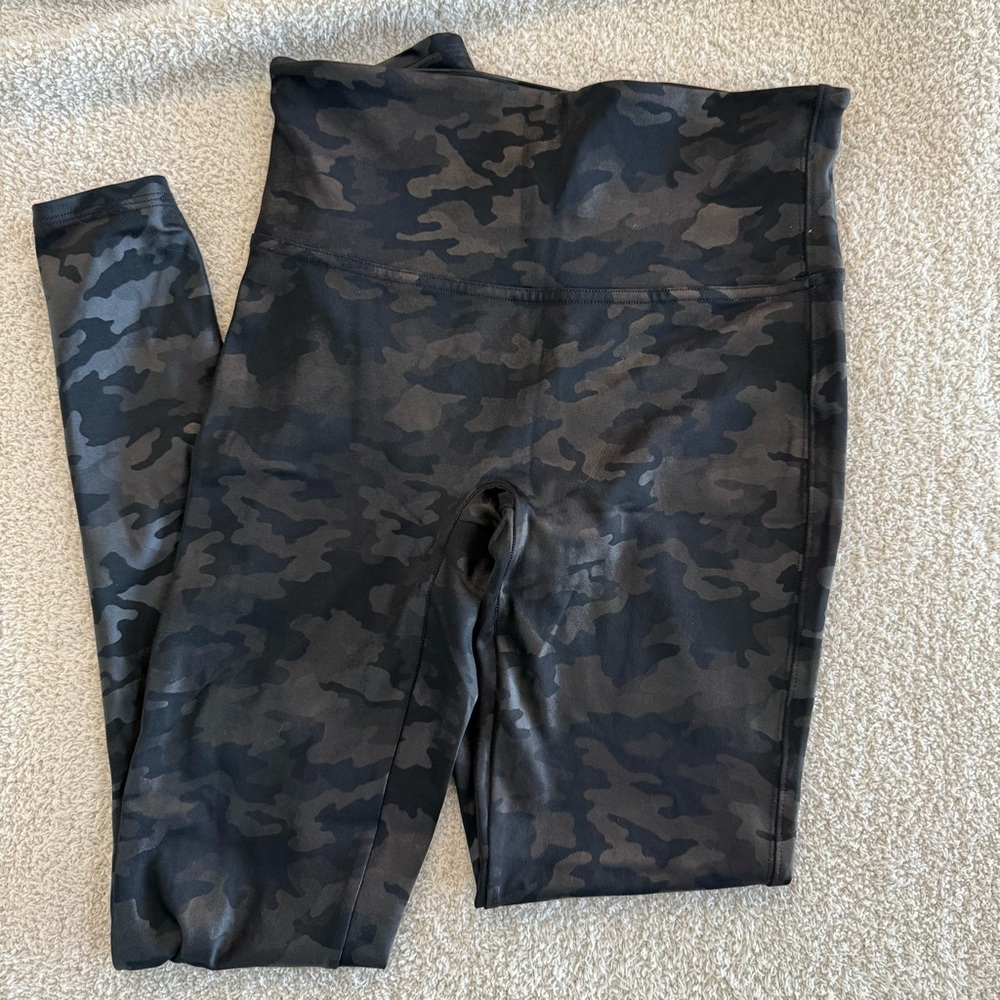 Spanx Faux Leather Camo Leggings